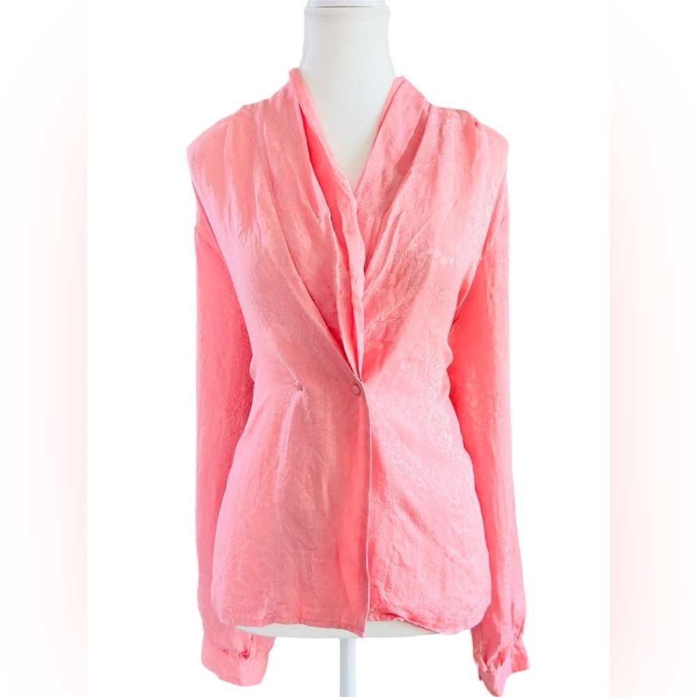 Anna and Frank 100% Silk Pink Drape Blouse - Size M
